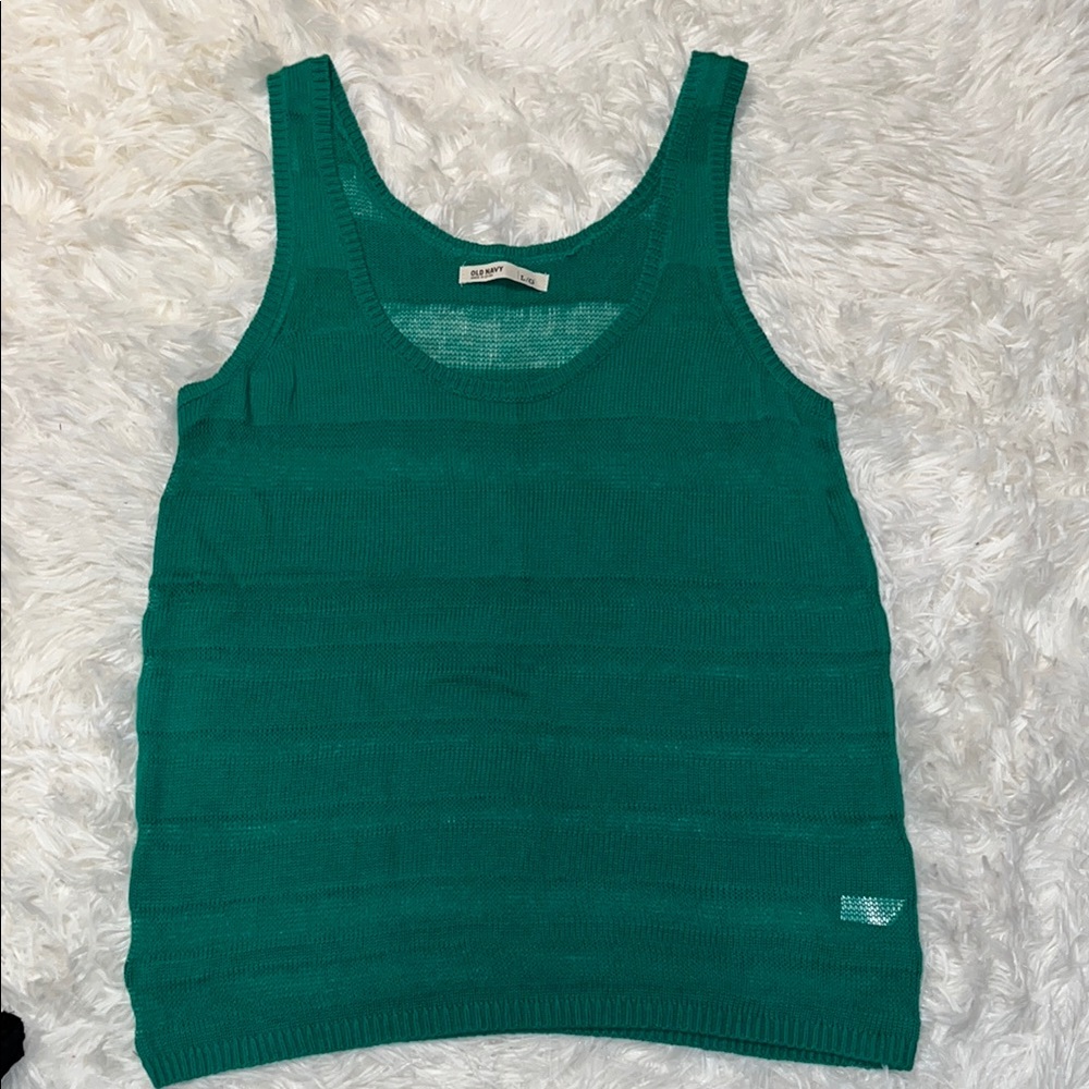 ☀️Old Navy Green Tank Top With Sheer Stripes
